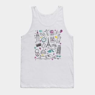 Around the World Travel Doodle - Travelling Tank Top